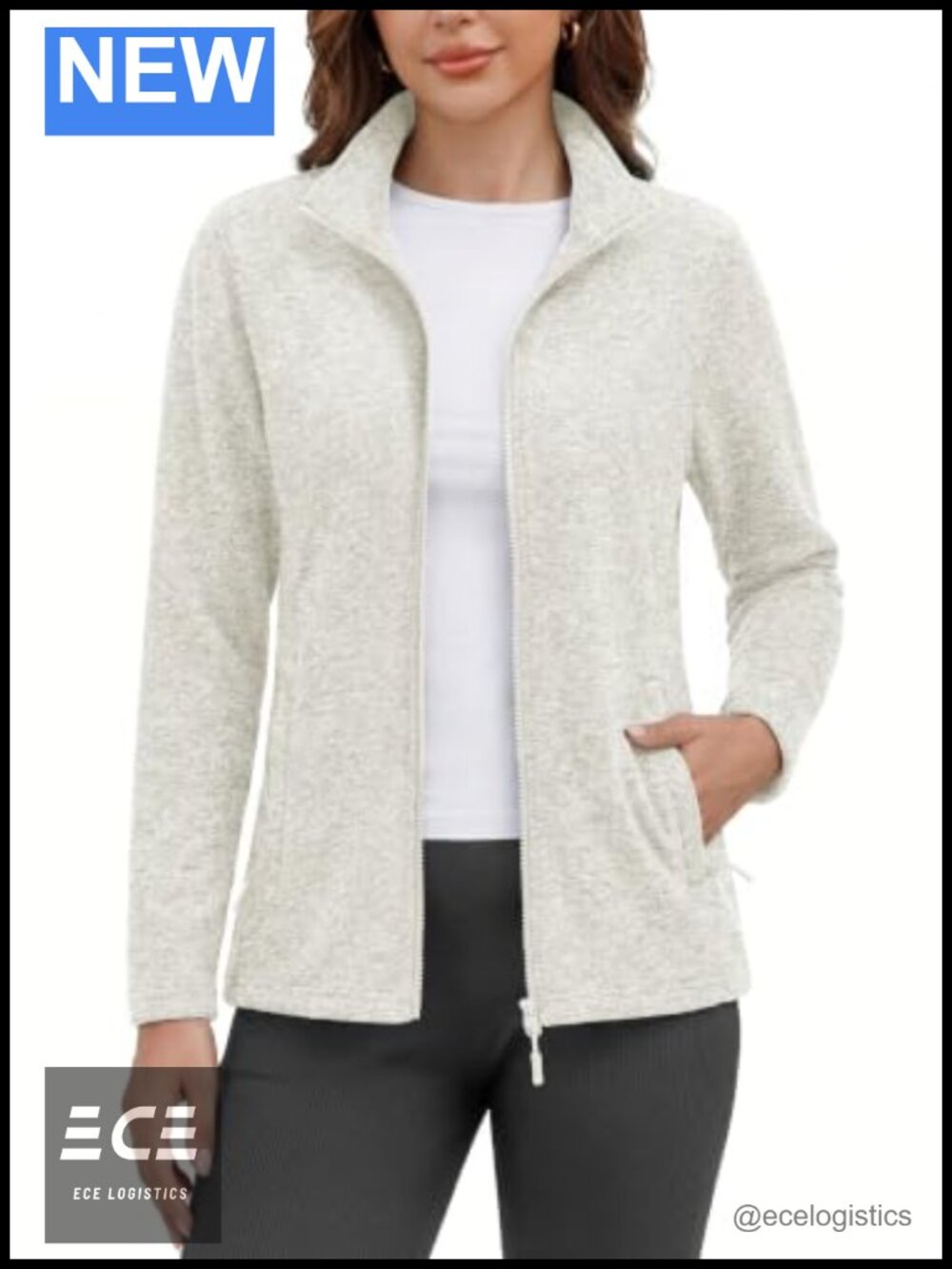Womens Fleece Zip Up Jacket with Pockets Lightweight Soft Coat